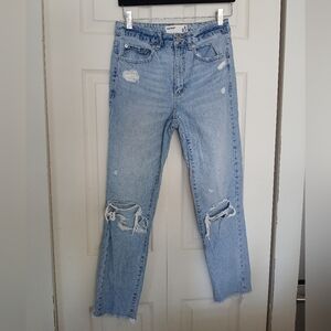 Garage Distressed Light Blue 100% Cotton Jeans, Size 3